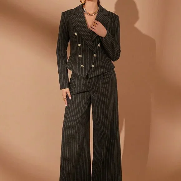 Olive Green Elegant Women's Suit Set - Picture 1 of 8